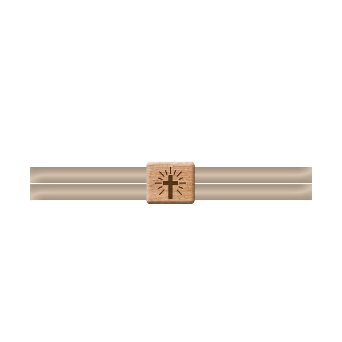 Armband, Band, Holzperle, Kreuzsymbol, Beige