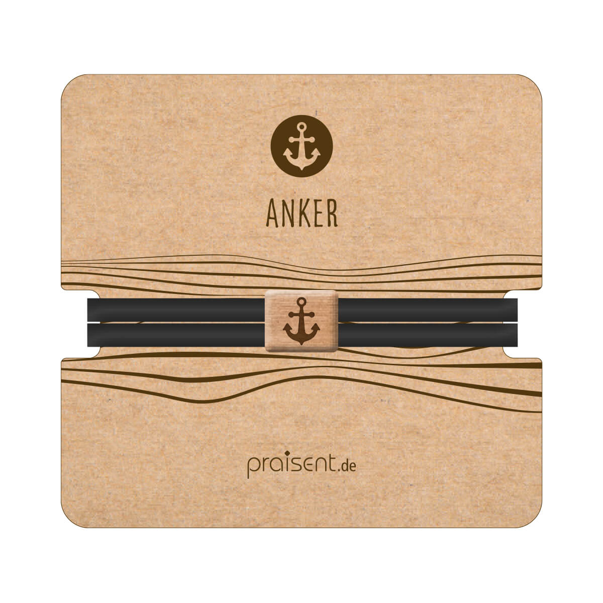 Anker, Schmuckclip, Kartenhalter, Holz-Design, Gurtband