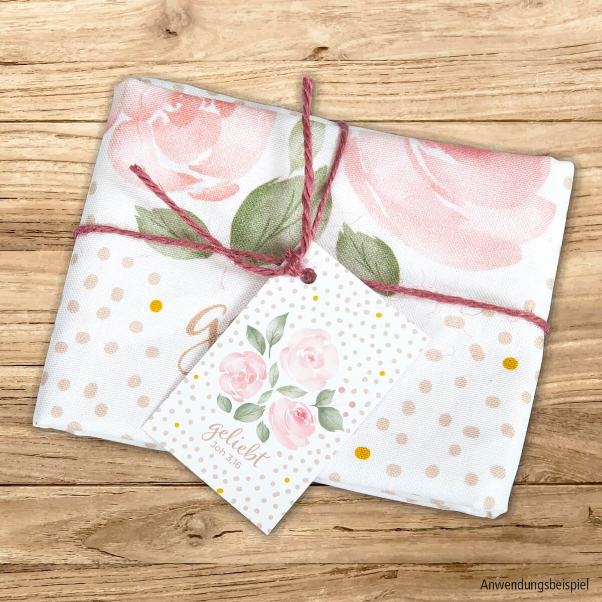 Tischdecke, Blumenmuster, Rosen, Rose Pink, Geschenkverpackung