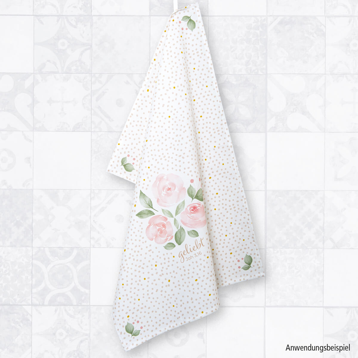 Tuch, Küchentuch, Blumenmuster, Rosen, Pastell