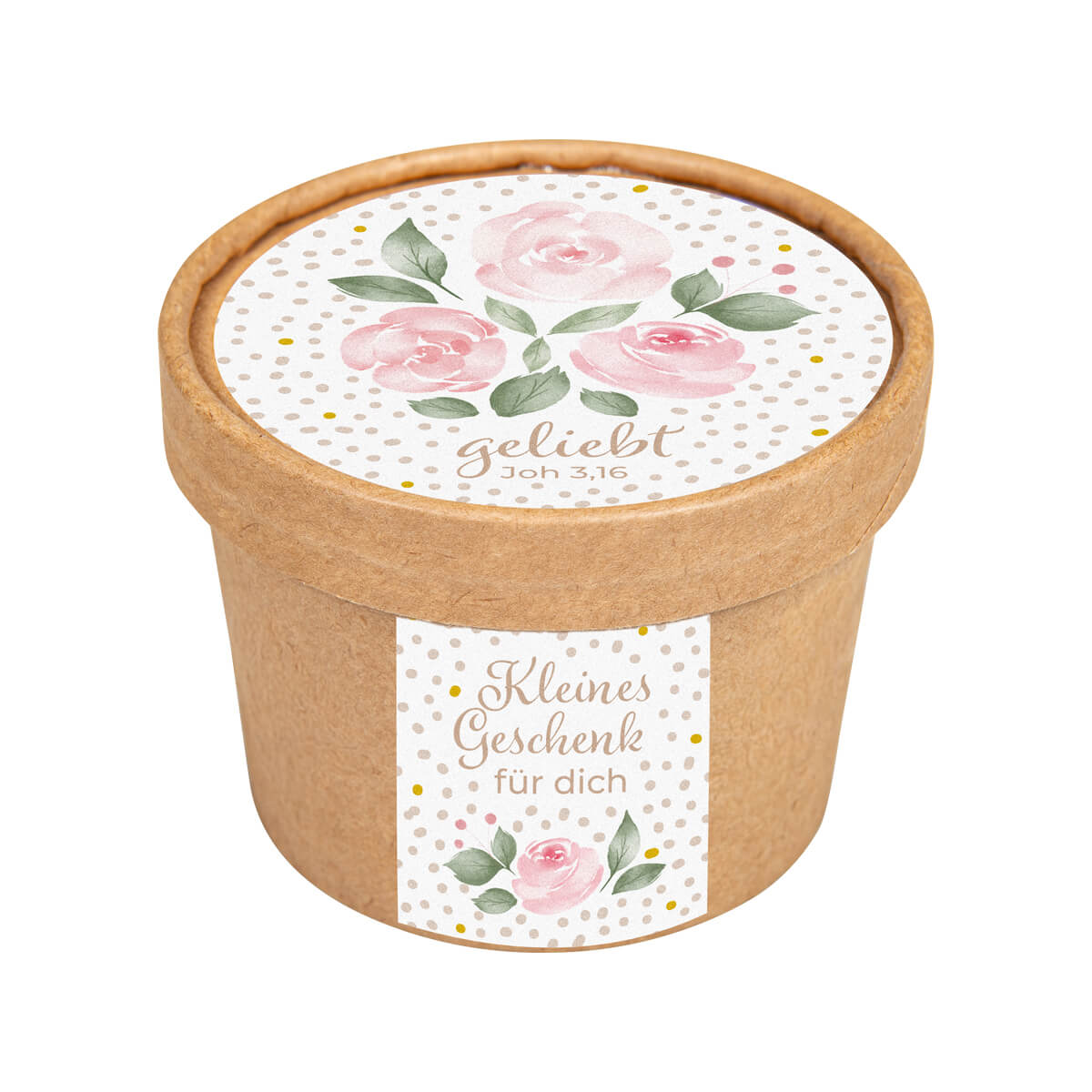 Kleines Geschenk, Kuchenbecher, Pappbecher, Rosen Muster, Geschenkverpackung