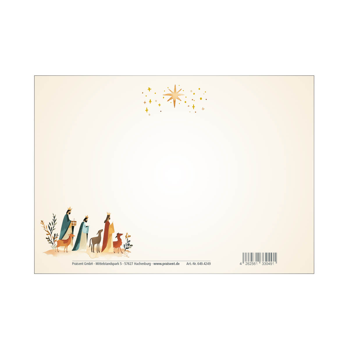 Weihnachtskarte, Kreuzkonstellation, Szenerie, Sternen-Dekor, Familienfigurenelemente