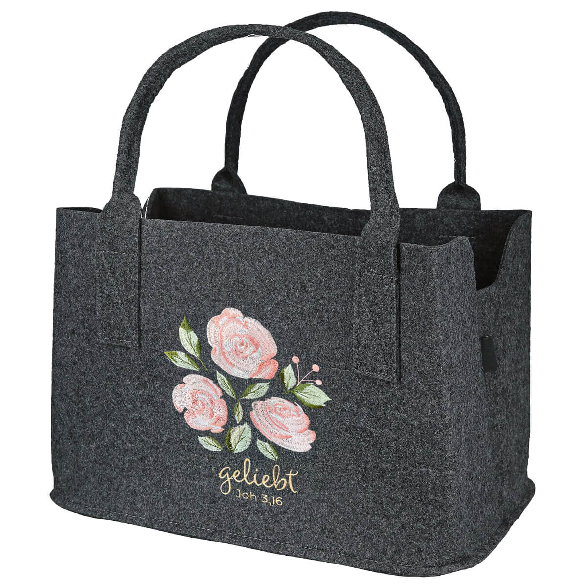 Tasche, Handtasche, Filztasche, Blumenmuster, Geliebt, Tasche, Handtasche, Filztasche, Rosenmotiv, Gottesdienst/Religioes?