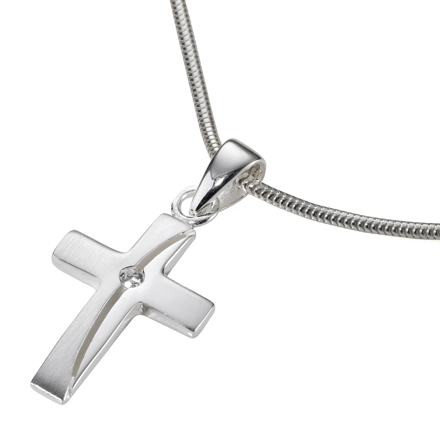 6335-Kette-Kreuz-Ketz Halskette mit Anhaenger Zirkonia