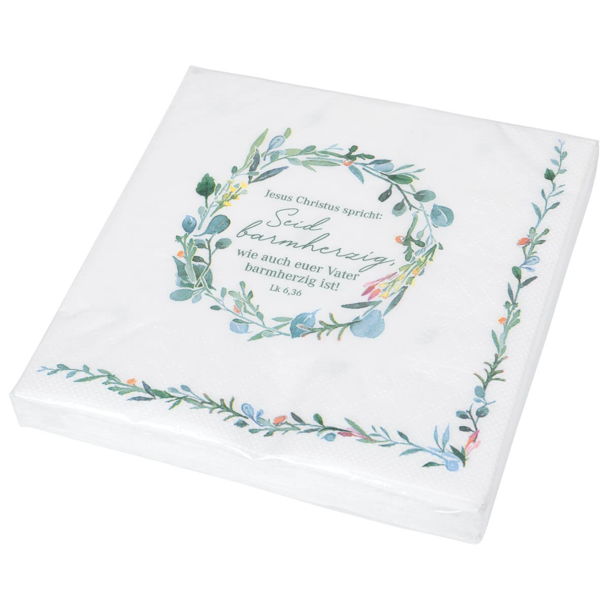 Praisent-Servietten-Seite-Jahreslosung-5724 Servietten Seid barmherzig