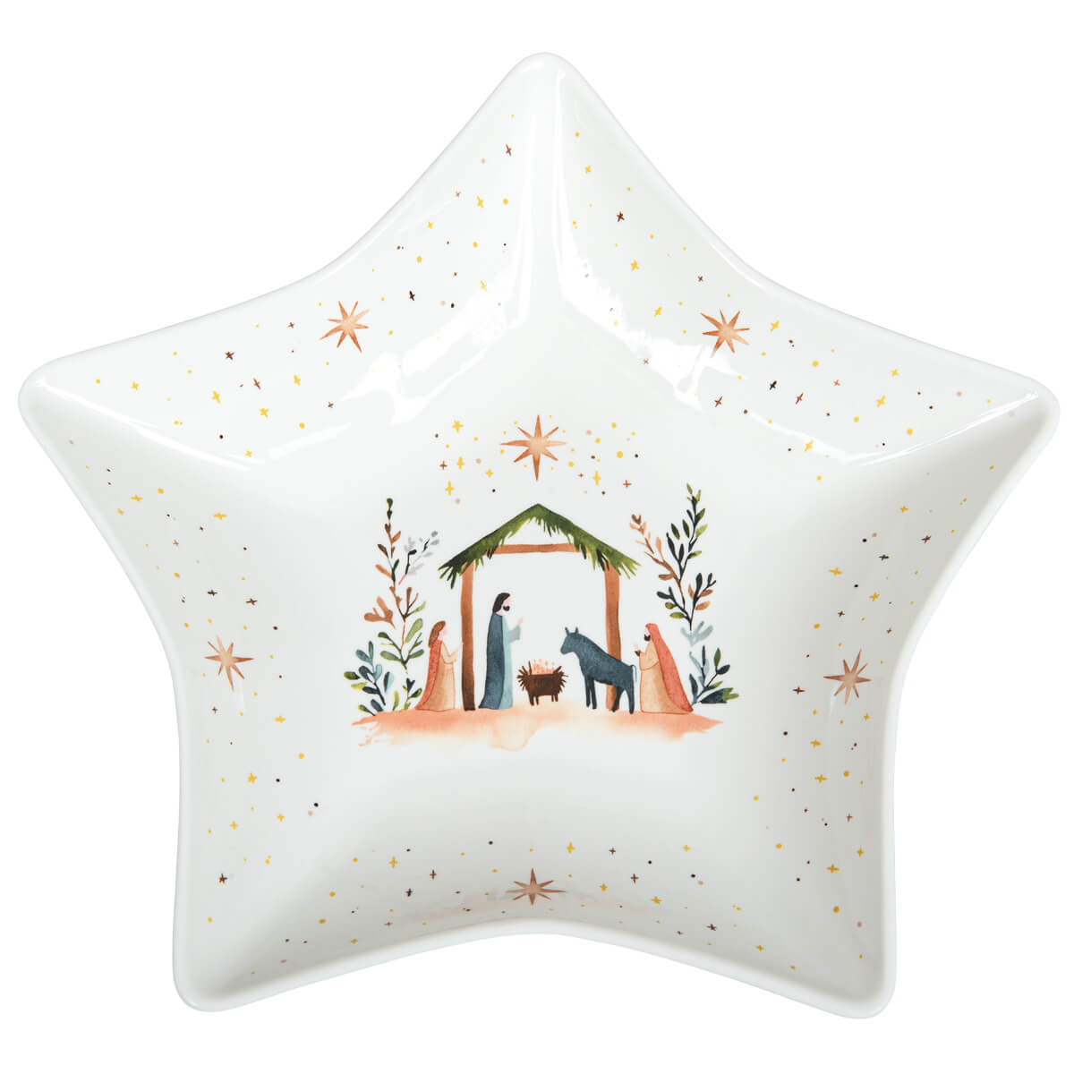 Sternenform teller, Porzellanplatte, Weihnachtsszene, Sternenmuster, helles Dekor