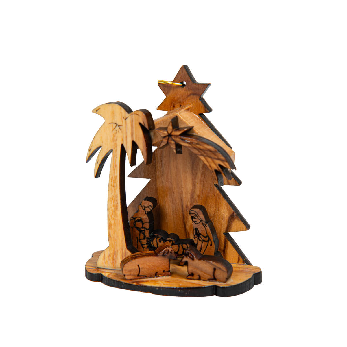 Holzfigur, Weihnachtskrippe, Nativity, Sterne, Palme
