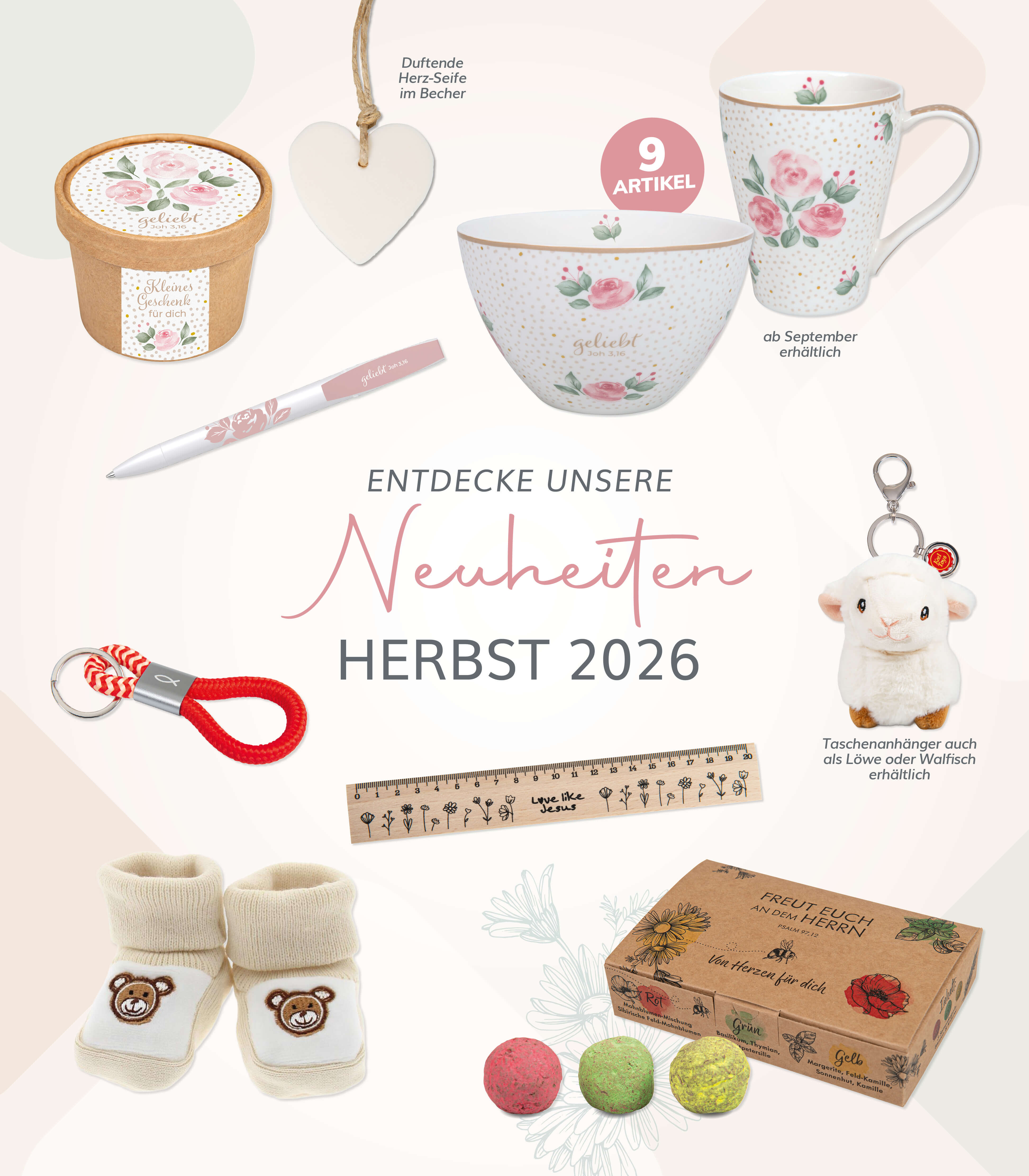 Tassen, Becher, Schalen, Schuhe, Schlüsselanhänger