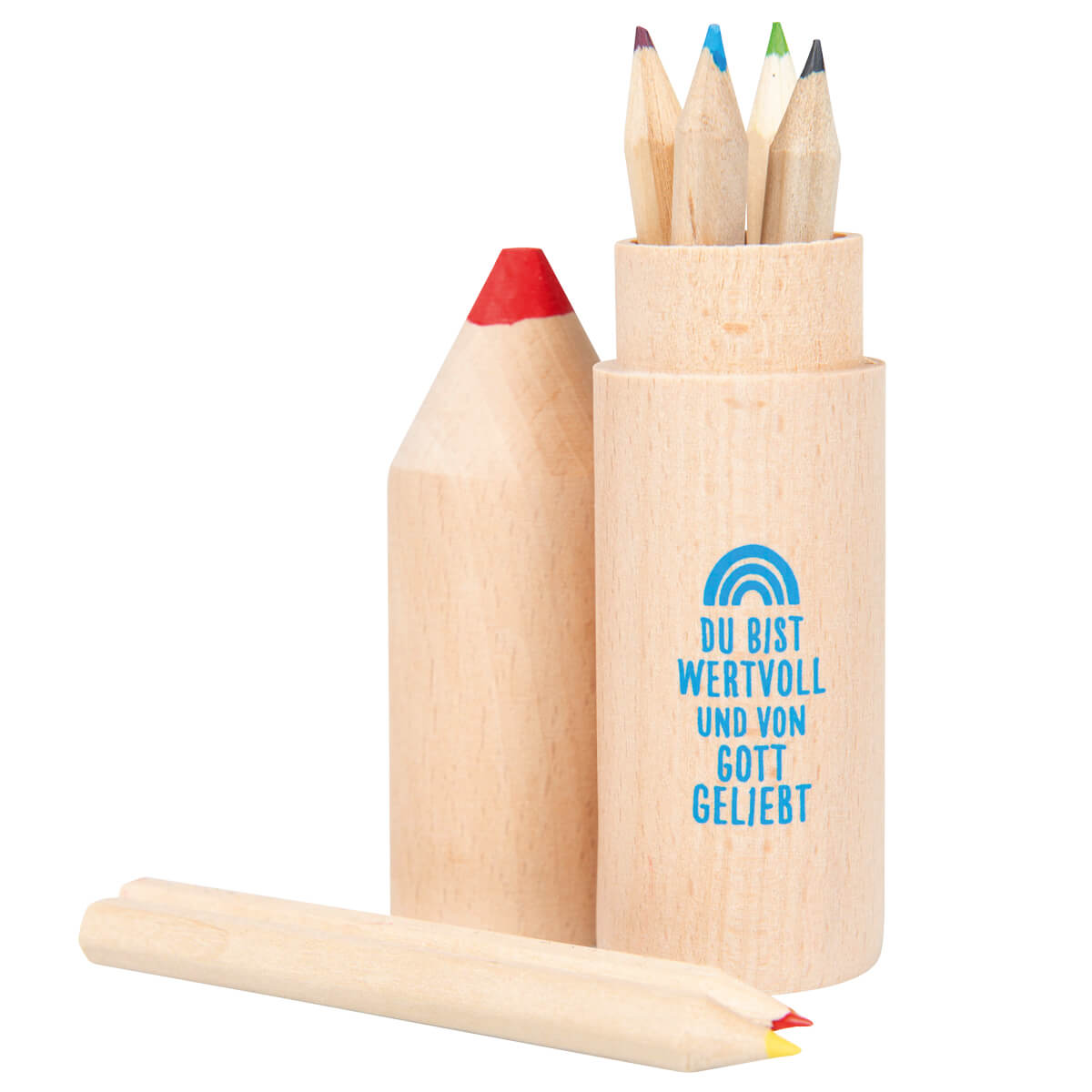 buntstiftebox-regenbogen-6-farben-praisent-4425 Buntstift-Set Regenbogen