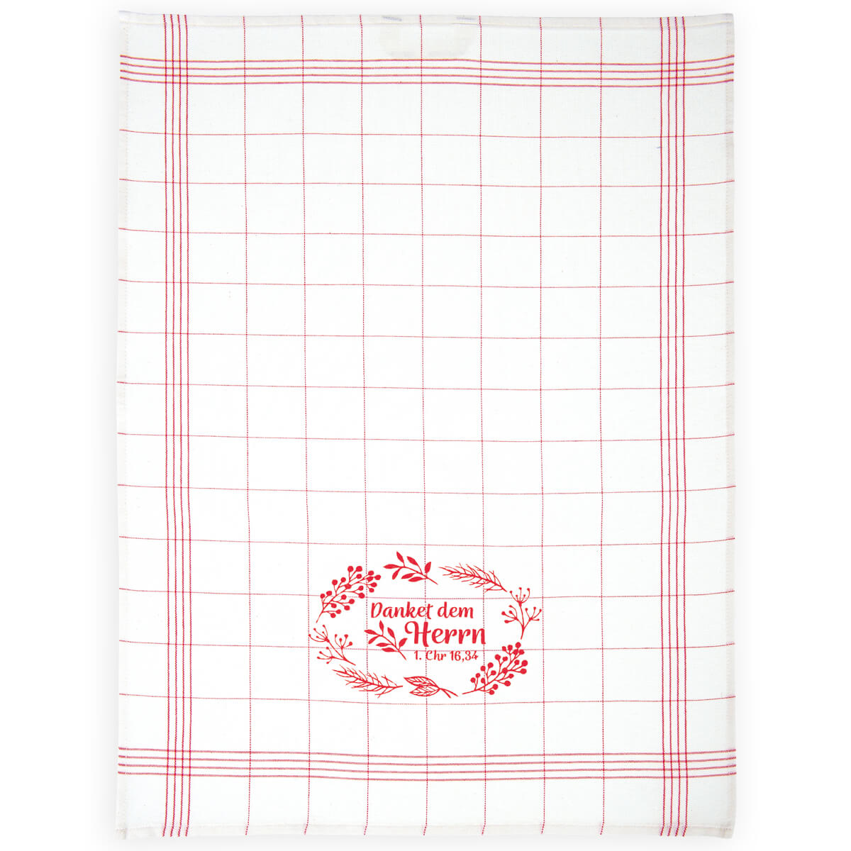 Geschirrtuch, Tuch, Kachelmuster, rotes Muster, Textaufdruck