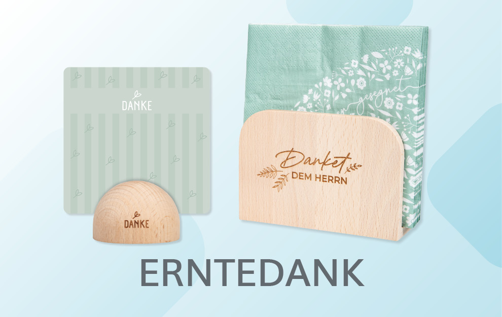 Dankegeschenk, Teil-Set, Holzstempel, Holzklotz, Danketern