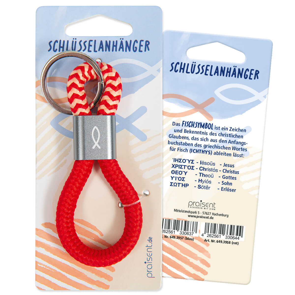 Schlüsselanhänger, Kordel, Schlossring, Rot, Korpus metal