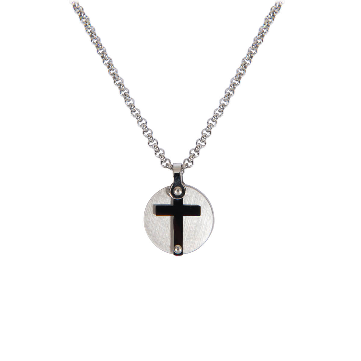 halskette-herren-plakette-kreuz-edelstahl-praisent-6140 Herren-Halskette Kreuz-Plakette