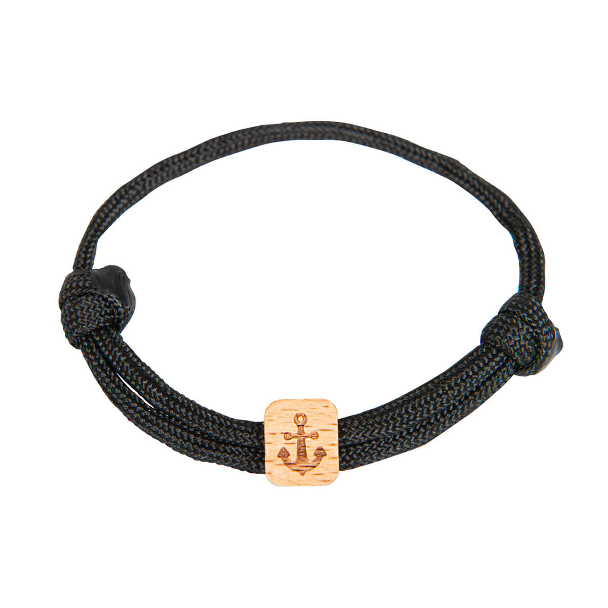 Halskette, Anker-Logo, Schwarz, Tapeleine, Holzanhänger, Seilarmband, Navy, Ankerplatte, Haken-Armband, Knotendesign