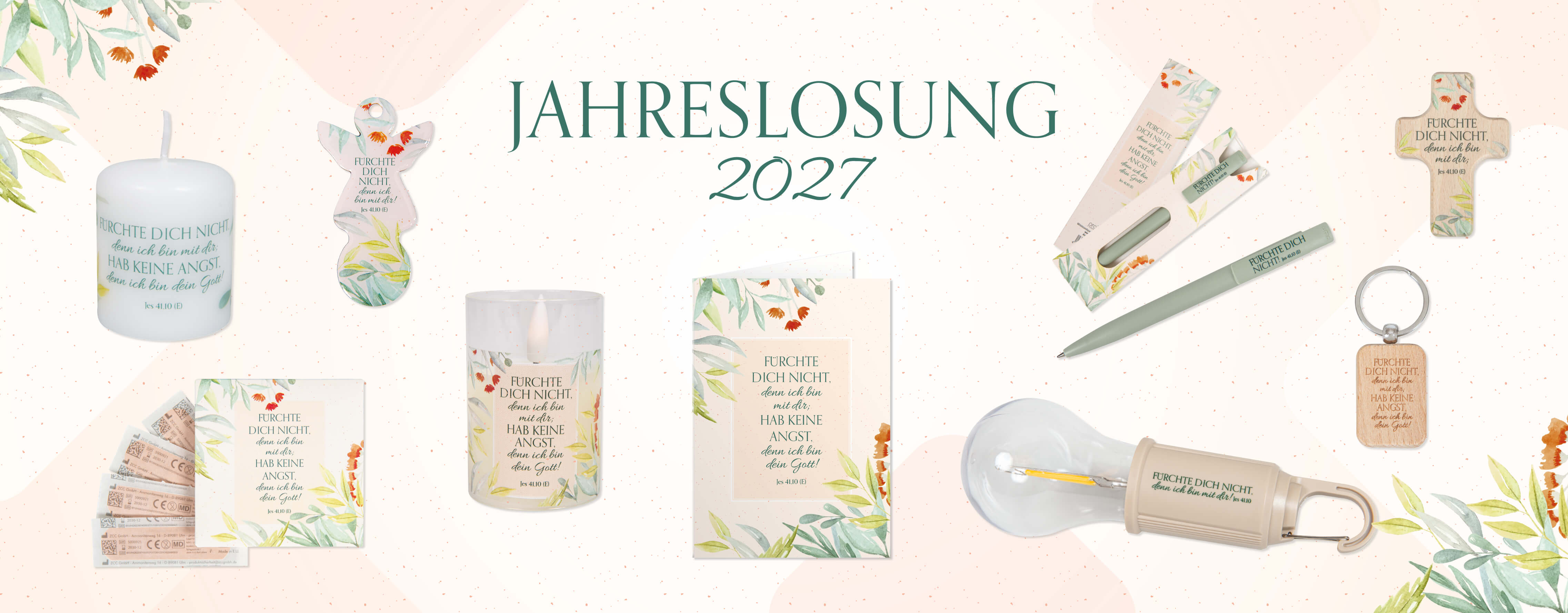 Adventskalender, Jahreslosung 2027, Kerze, Laterne, Anhänger