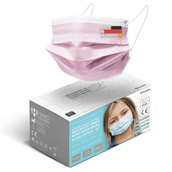 50 Stück Medizinische Mundschutz-Maske für Kinder Typ II R rosa
