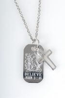Halskette Believe und Kreuz