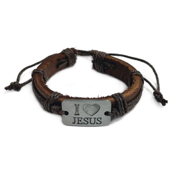 Leder Armband I love Jesus