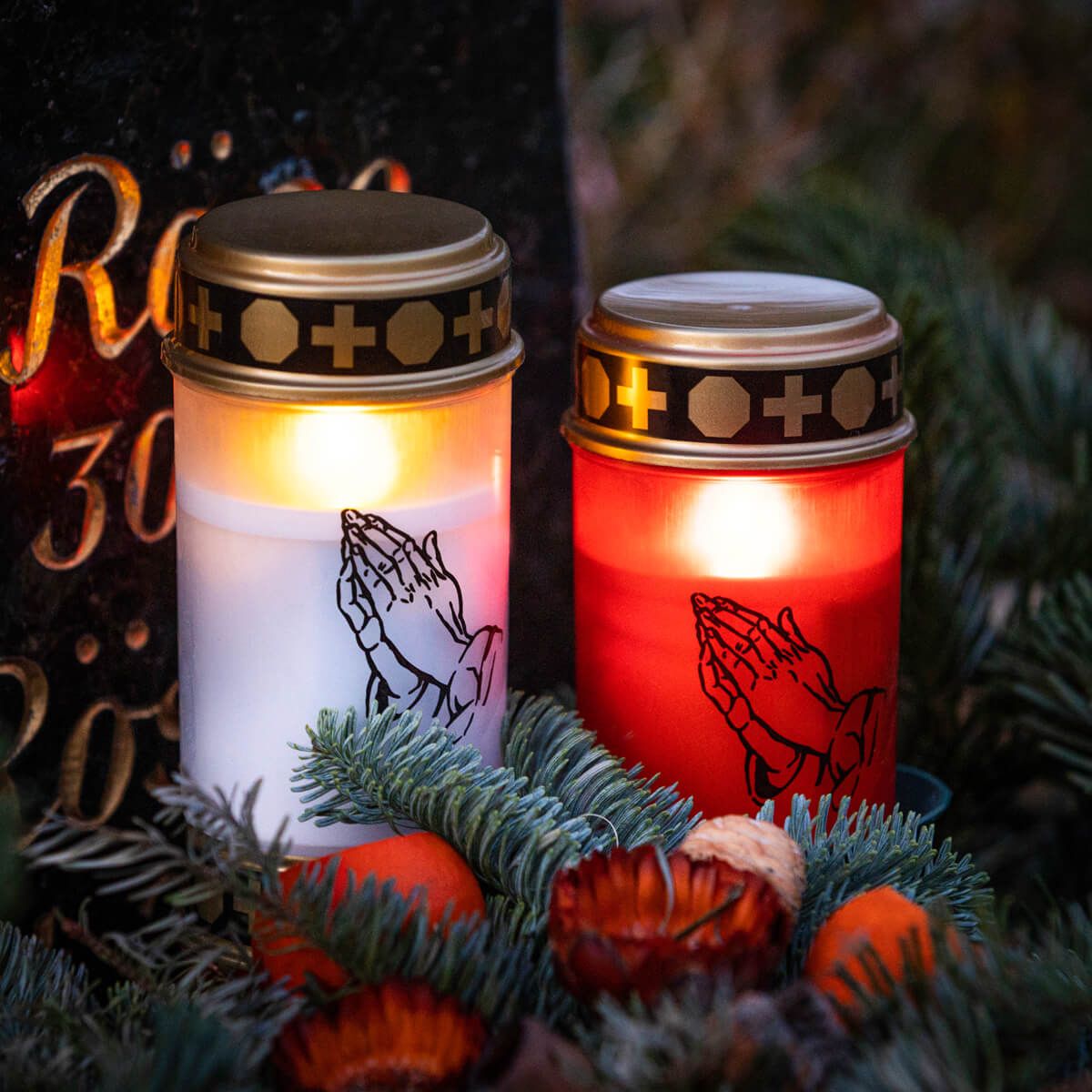 Andenken Leuchte Friedhof Solar-Grablicht Betende Hände Aus Edelstahl – Silberfarben, Mit 3 Weißen LEDs – Für Dauerhafte Erinnerung